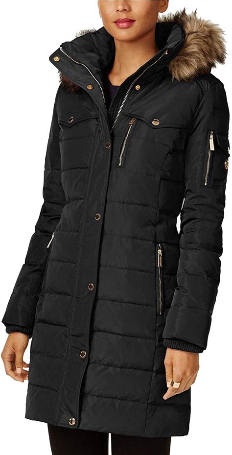 michael kors black military coat|Michael Kors black winter coat.